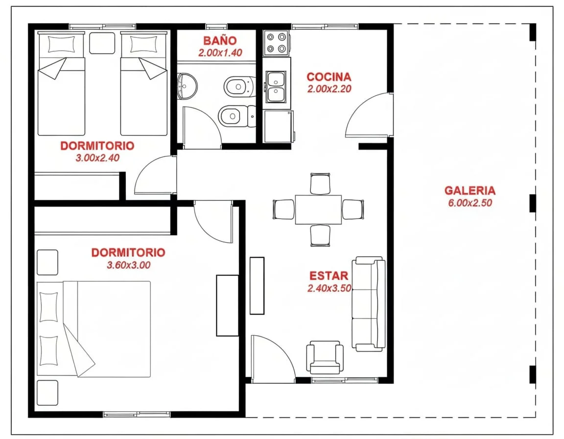 Plano de VIVIENDA TRADICIONAL 1