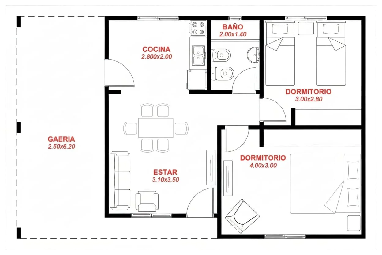 Plano de VIVIENDA TRADICIONAL 2