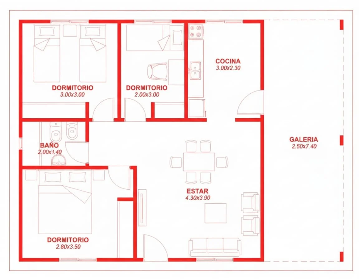 Plano de VIVIENDA TRADICIONAL 3
